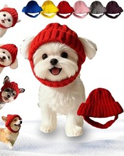 Red Knit Dog Hat with Ear Flaps Warm Winter Hat Dog Christmas New Year Hat----