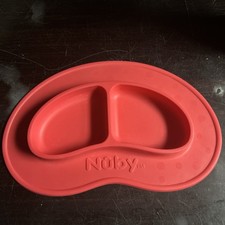 Nuby Silicone Suction Two Sectioned Plate for Kid Toddler Red Unisex