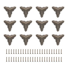 12Pcs Box Corner Protectors, 35mm Metal Vintage Edge Guard with Screws, Bronze