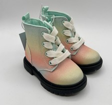 Cat  Jack Amaya Girls Spring Combat Boots Pastel Shimmer Toddler 6 New