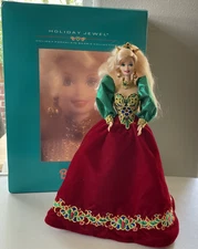 Vintage 1995 Holiday Jewel BARBIE Porcelain Doll By Mattel #14311 Original Box