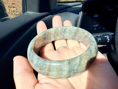 nephrite hetian jade Bangle 58m qinghua oily river pebble seed  和田玉新疆籽料青花