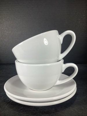 Set Of 2~Coffee Bar By Konitz Strong Body White Porcelain Cup & Saucer Sets