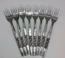 Vintage Amefa Royal Damask Set of 8 Dinner Forks Stainless Steel Holland