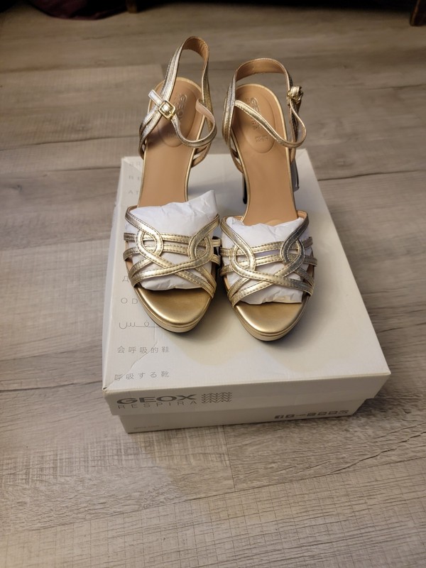 GEOX Gold High Heels Size US 10 Heels Luxury Womens Shoes