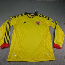 Camiseta de fútbol Colombia para hombre XL amarilla Adidas TechFit manga larga Copa Mundial de la FIFA