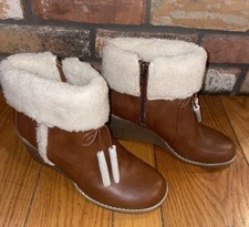 GH Bass Brown Leather Boots Serpa Cuff Trim Size 8.5 Nancy NEW