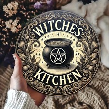 Witch'S Kitchen Iron Tin Metal Signs Home D cor 8x8 Round, 2D Printed Wall Decor