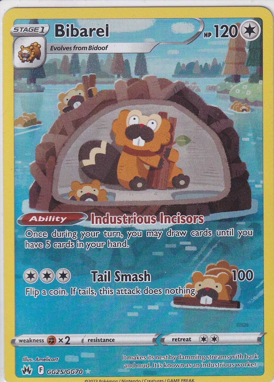 Bibarel GG25/GG70 - Crown Zenith Galarian Gallery Pokemon TCG NM/MINT