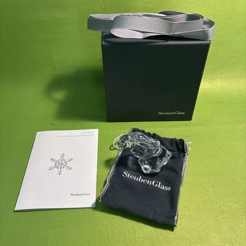 Steuben Glass Hare Rabbit Paperweight Signed Numbered 56/1300 w/ Box X