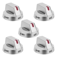 Upgraded DG94-03950 5PCS Gas Stove Knobs for Samsung Stoves/Ovens, Chrome