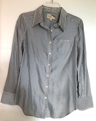 Elizabeth and James Blau-grau geknöpfte Korsettbluse/Hemd * 100% Seide * Größe M