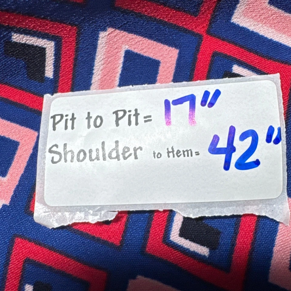 Motherhood Maternity Wrap Dress Geometric Print Short Sleeve Burgundy PinkBlue M - Image 4 of 4