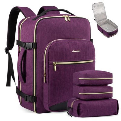 LOVEVOOK Travel Backpack 40L, Airline Approved, Waterproof, Dark Purple-Black