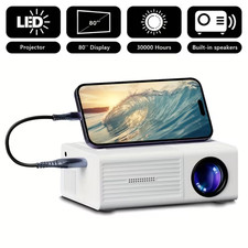 Cell-Phone/Mini Portable Projector Portable Video Projector with Full HD 4K Res.