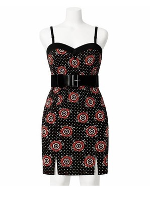 Tattooed Roses Slit Dress Sourpuss Pinup 1950s Retro Rockabilly Large NEW #77853