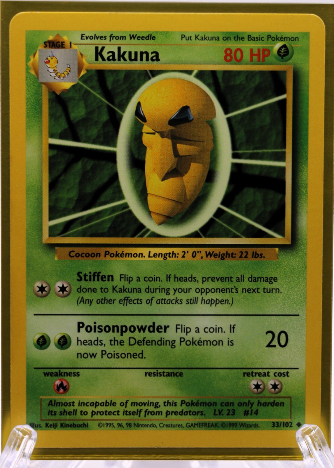 Vintage 1999 Pokémon TCG Base Set KAKUNA 33/102 MINT
