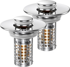 Bathroom Sink Stopper, Pop-Up Sink Drain Strainer with Removable Stainless Steel