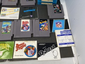 (10) NES Nintendo Game Lot w/ Manual & Plastic Case Gyromite, Millipede, Q-bert