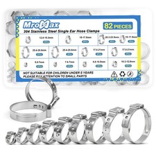 9 Sizes 5.8-28.6mm Single Ear Hose Clamps Assortment 82Pcs 5.8-28.6mm, Silver