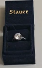 STAUER 925 Silver  Vintage Cubic Zirconia Solitaire Accent Ring