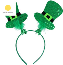 Irish Mini Hat Head Boppers with Green Fur Shamrock Leprechaun Headband Deely Bo