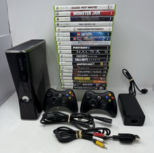 Microsoft Xbox 360 S Slim 250GB Console Bundle w/ 2 Controllers  20 Games Lot
