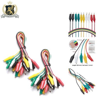 Versatile 10-Piece Electrical Testing Set with 20.5'' Leads & Nickel-Plated Clips