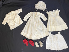 1930's Vintage Baby Clothes Dresses Jacket Bonet Shoes Worn