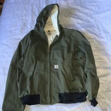 Carhartt Men's 2XL Olive Green Jacket Full Zip With Inside Pocket and Hood