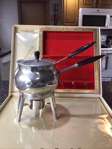 Vintage Aluminum Gravy Sauce Butter Warmer Made in Italy Candle Lit Fondue Ladle