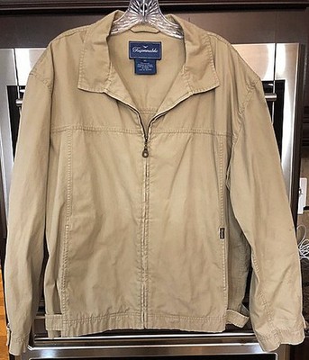 Façonnable Mens 100% Cotton Khaki Beige Bomber Jacket Zip Front France XL 