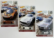 Hot Wheels Lot of 3 Car Culture ~ Cars & Donuts McLaren, Datsun, Alpha Romeo
