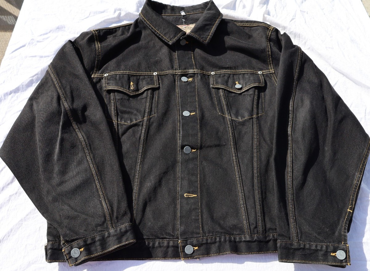 NEW 90's VTG Men's ARMANI JEANS Denim Trucker Black JEAN