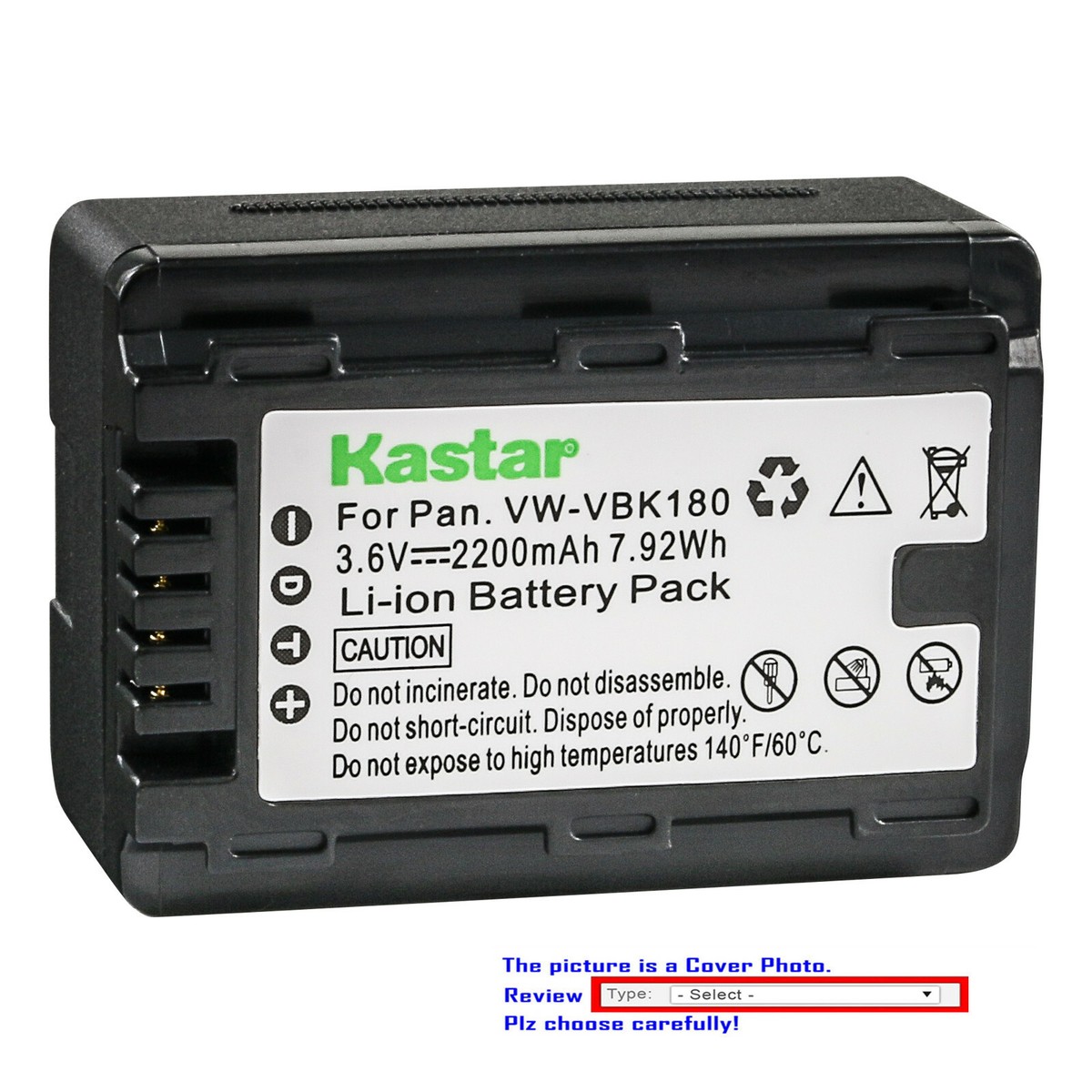 Kastar Replacement Battery Pack for Panasonic VW-VBK180 & HC-V100K