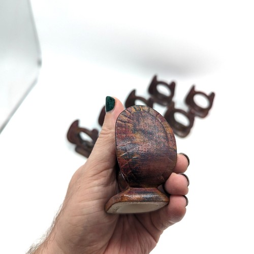 Set of 8 Vintage Faux Cast Iron Ceramic Turkey Napkin Rings Farmhouse Rustic - Picture 5 of 5