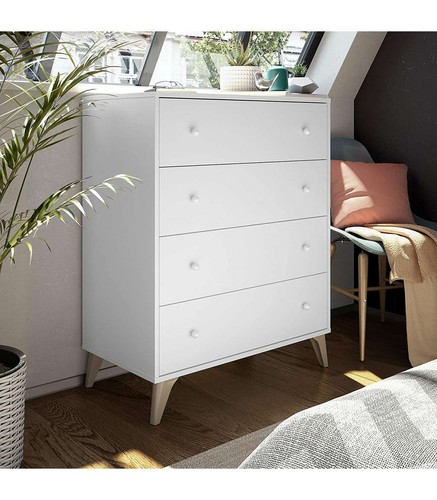 FRS, Comoda con 4 Cajones para Dormitorio Liss en Color Blanco Artik, 77,5 cm (A - Imagen 3 de 4