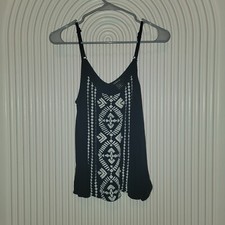 Torrid Bohemian-Style Navy Blue Cami Tank Top Size 00 Super Cute Lightweight