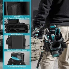 DuraTech Large Capacity Tool Pouch w/Belt Clip Electrician Tool Pouch 12 Pockets