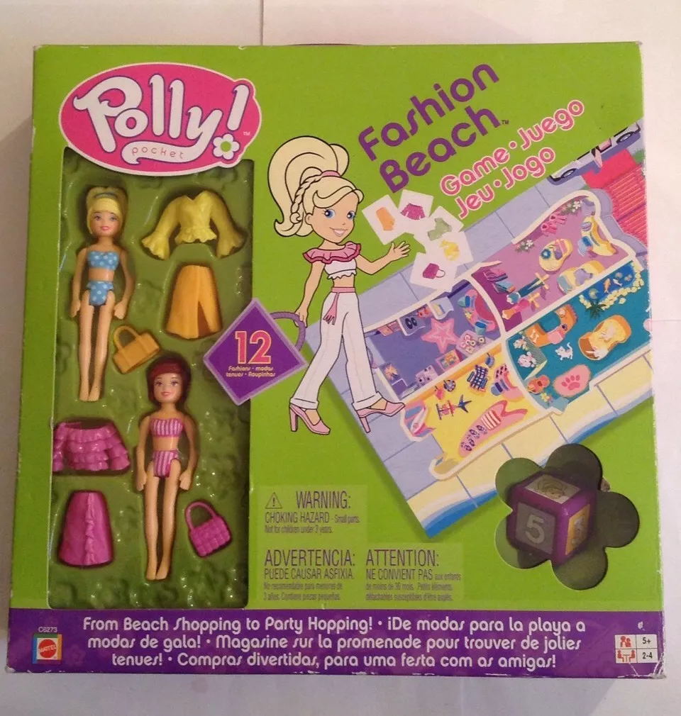 Polly Pocket - 2004 Fashion Beach Game, Brand New -Opened Box