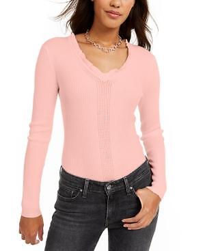 Suéter Hooked Up by Iot Juniors con volantes y cuello en V, talla XL - Imagen 3 de 4