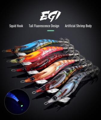 Squid Jig Köder Luminous Slow Sinking Kunstköder Meeresangeln Haken 1 Stück