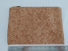 Deux Lux Purse Clutch Woven Textured Brown 12 inches X 8 Inches #20221