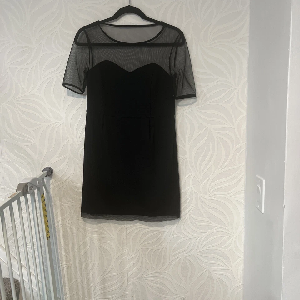 Mac Jac Black Tight Mini Dress Size M Mesh Sweetheart A14 Y2K Staple Black Dress - Image 2 of 4