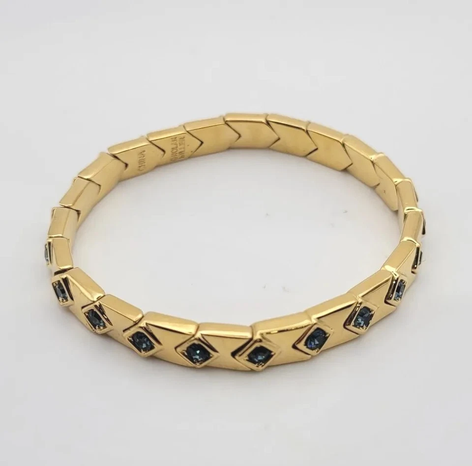 Brazalete Brazalete Vintage Nolan Miller Tono Dorado Estrás Azul Foto 2 de 4