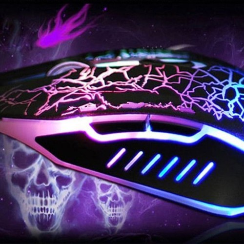 Crack Pattern 2400 DPI Ergonomic USB Glowing Mice with Chroma RGB Backlit for PC - Picture 7 of 8