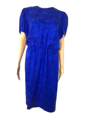 Lauren Alexandra Petites Bright Blue Silk Dress Size 10