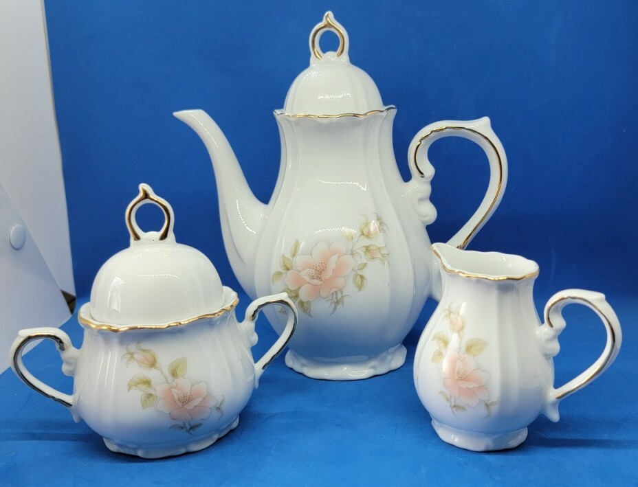 Pink Floral Tea Set Teapot Creamer Sugar Winrose Collection