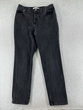 VINTAGE Tommy Hilfiger Pants Women 12 Black Denim Jean Straight Leg Cotton Blend
