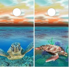 Underwater Sea Turtle LAMINATED Cornhole Wrap Bag Toss Skin Decal